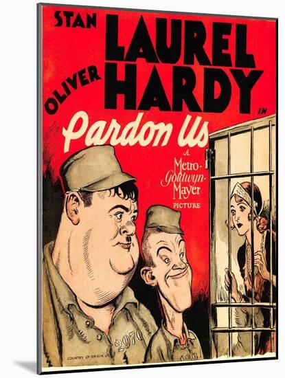 Pardon Us, Oliver Hardy, Stan Laurel on Window Card, 1931-null-Mounted Photo