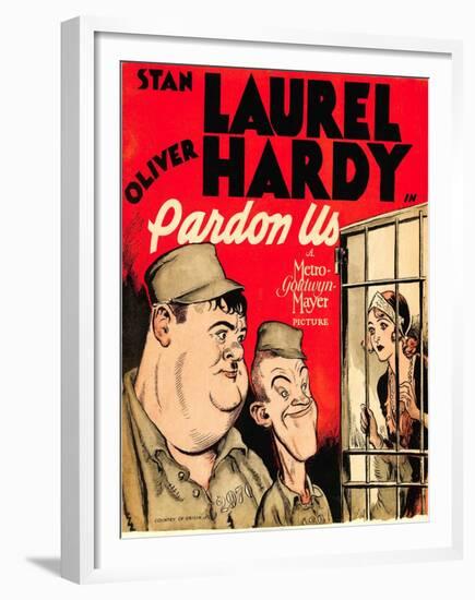 Pardon Us, Oliver Hardy, Stan Laurel on Window Card, 1931-null-Framed Photo