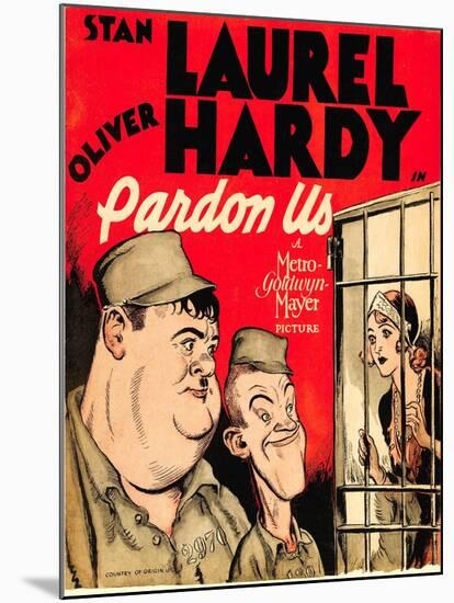 Pardon Us, Oliver Hardy, Stan Laurel on Window Card, 1931-null-Mounted Photo