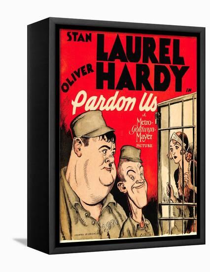 Pardon Us, Oliver Hardy, Stan Laurel on Window Card, 1931-null-Framed Stretched Canvas