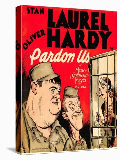 Pardon Us, Oliver Hardy, Stan Laurel on Window Card, 1931-null-Stretched Canvas