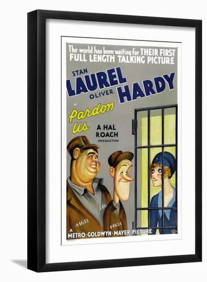 PARDON US, poster art, from left: Oliver Hardy, Stan Laurel [Laurel and Hardy], 1931-null-Framed Art Print