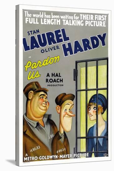 PARDON US, poster art, from left: Oliver Hardy, Stan Laurel [Laurel and Hardy], 1931-null-Stretched Canvas
