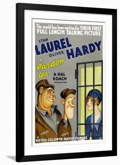 PARDON US, poster art, from left: Oliver Hardy, Stan Laurel [Laurel and Hardy], 1931-null-Framed Art Print