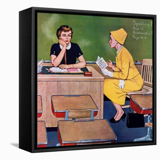 "Parent - Teacher Conference", December 12, 1959-Amos Sewell-Framed Stretched Canvas
