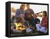 Parents And Their Children Sitting Around a Campfire-null-Framed Stretched Canvas