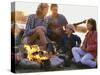 Parents And Their Children Sitting Around a Campfire-null-Stretched Canvas