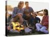 Parents And Their Children Sitting Around a Campfire-null-Stretched Canvas
