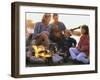 Parents And Their Children Sitting Around a Campfire-null-Framed Premium Photographic Print