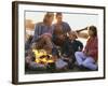 Parents And Their Children Sitting Around a Campfire-null-Framed Photographic Print