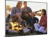 Parents And Their Children Sitting Around a Campfire-null-Mounted Photographic Print