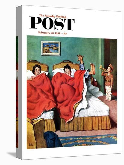 "Parents' Reveille" Saturday Evening Post Cover, February 20, 1954-Amos Sewell-Stretched Canvas