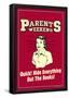 Parents Weekend Hide Everything But Books Funny Retro Poster-null-Framed Poster