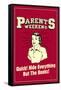 Parents Weekend Hide Everything But Books Funny Retro Poster-Retrospoofs-Framed Stretched Canvas