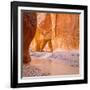 Paria River Flowing under Slide Rock in Narrow Canyon Near Kanab, Utah-John Lambing-Framed Photographic Print