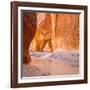 Paria River Flowing under Slide Rock in Narrow Canyon Near Kanab, Utah-John Lambing-Framed Photographic Print