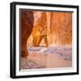 Paria River Flowing under Slide Rock in Narrow Canyon Near Kanab, Utah-John Lambing-Framed Photographic Print