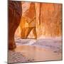 Paria River Flowing under Slide Rock in Narrow Canyon Near Kanab, Utah-John Lambing-Mounted Photographic Print