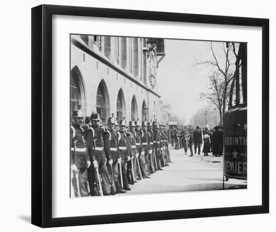 Paris, 1898-1900 - Republican Guards in front of the Palais de Justice-Eugene Atget-Framed Art Print