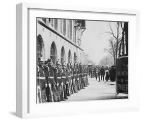 Paris, 1898-1900 - Republican Guards in front of the Palais de Justice-Eugene Atget-Framed Art Print