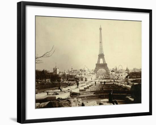 Paris, 1900 World Exhibition, The Building of the Trocadero Ponds-null-Framed Photographic Print