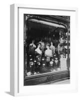 Paris, 1912 - Hairdresser's Shop Window, boulevard de Strasbourg-Eugene Atget-Framed Art Print