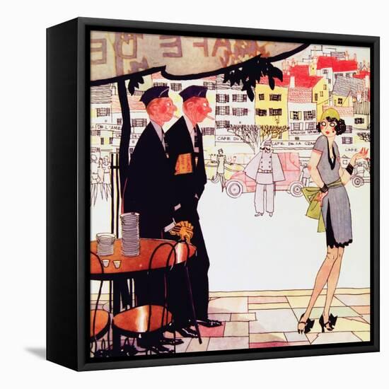 Paris 1925 Solders French Lady-null-Framed Stretched Canvas