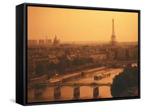 Paris and Eiffel Tower-Tibor Bogn?r-Framed Stretched Canvas