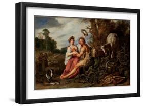 Paris and Oenone, 1619 (Oil on Panel)-Pieter Lastman-Framed Giclee Print