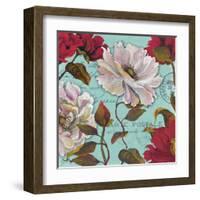 Paris Aqua Flowers II-Elizabeth Medley-Framed Art Print