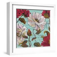 Paris Aqua Flowers II-Elizabeth Medley-Framed Art Print