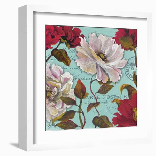 Paris Aqua Flowers II-Elizabeth Medley-Framed Art Print
