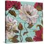 Paris Aqua Flowers II-Elizabeth Medley-Stretched Canvas