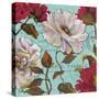 Paris Aqua Flowers II-Elizabeth Medley-Stretched Canvas