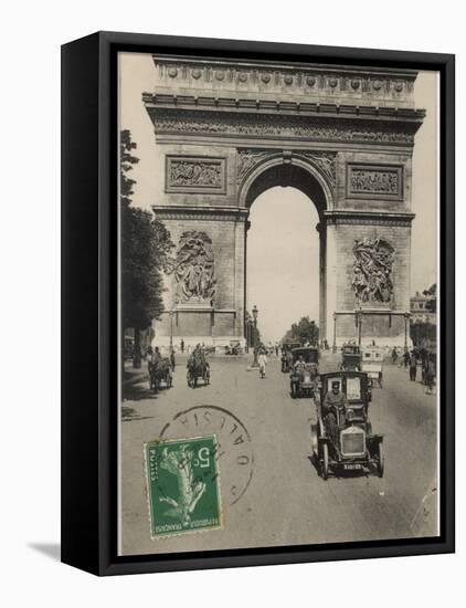 Paris: Arc De Triomphe with Early Cars-null-Framed Stretched Canvas