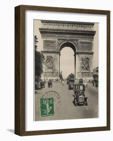 Paris: Arc De Triomphe with Early Cars-null-Framed Photographic Print