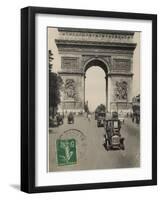 Paris: Arc De Triomphe with Early Cars-null-Framed Photographic Print