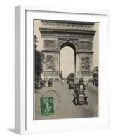 Paris: Arc De Triomphe with Early Cars-null-Framed Photographic Print