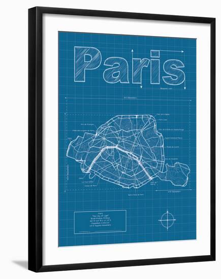 Paris Artistic Blueprint Map-Christopher Estes-Framed Art Print