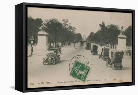 Paris - Avenue des Champs-Elysees. Postcard Sent in 1913-French Photographer-Framed Stretched Canvas