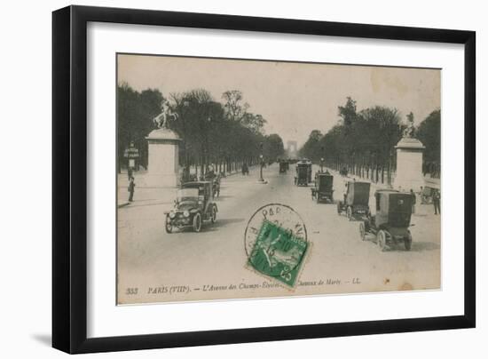 Paris - Avenue des Champs-Elysees. Postcard Sent in 1913-French Photographer-Framed Giclee Print