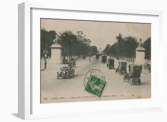 Paris - Avenue des Champs-Elysees. Postcard Sent in 1913-French Photographer-Framed Giclee Print