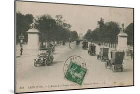 Paris - Avenue des Champs-Elysees. Postcard Sent in 1913-French Photographer-Mounted Giclee Print