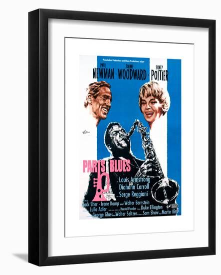 Paris Blues, from Left, Paul Newman, Sidney Poitier, Joanne Woodward, 1961-null-Framed Premium Giclee Print