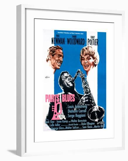 Paris Blues, from Left, Paul Newman, Sidney Poitier, Joanne Woodward, 1961-null-Framed Giclee Print