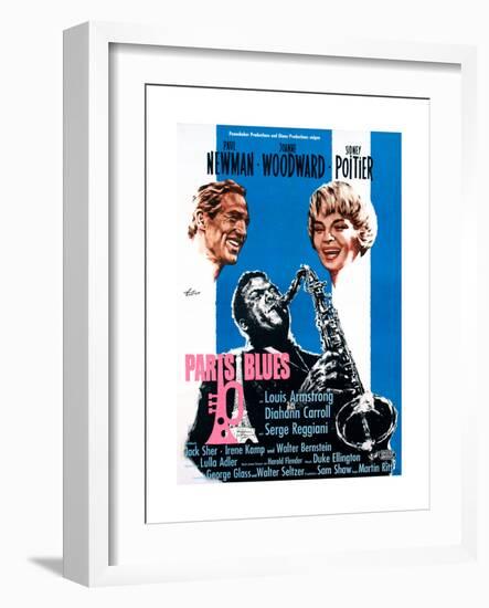 Paris Blues, from Left, Paul Newman, Sidney Poitier, Joanne Woodward, 1961-null-Framed Giclee Print