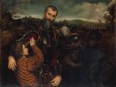Portrait of a Man in Armor with Two Pages