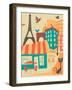 Paris Café-Jazzberry Blue-Framed Art Print