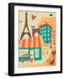 Paris Café-Jazzberry Blue-Framed Art Print