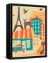 Paris Café-Jazzberry Blue-Framed Stretched Canvas